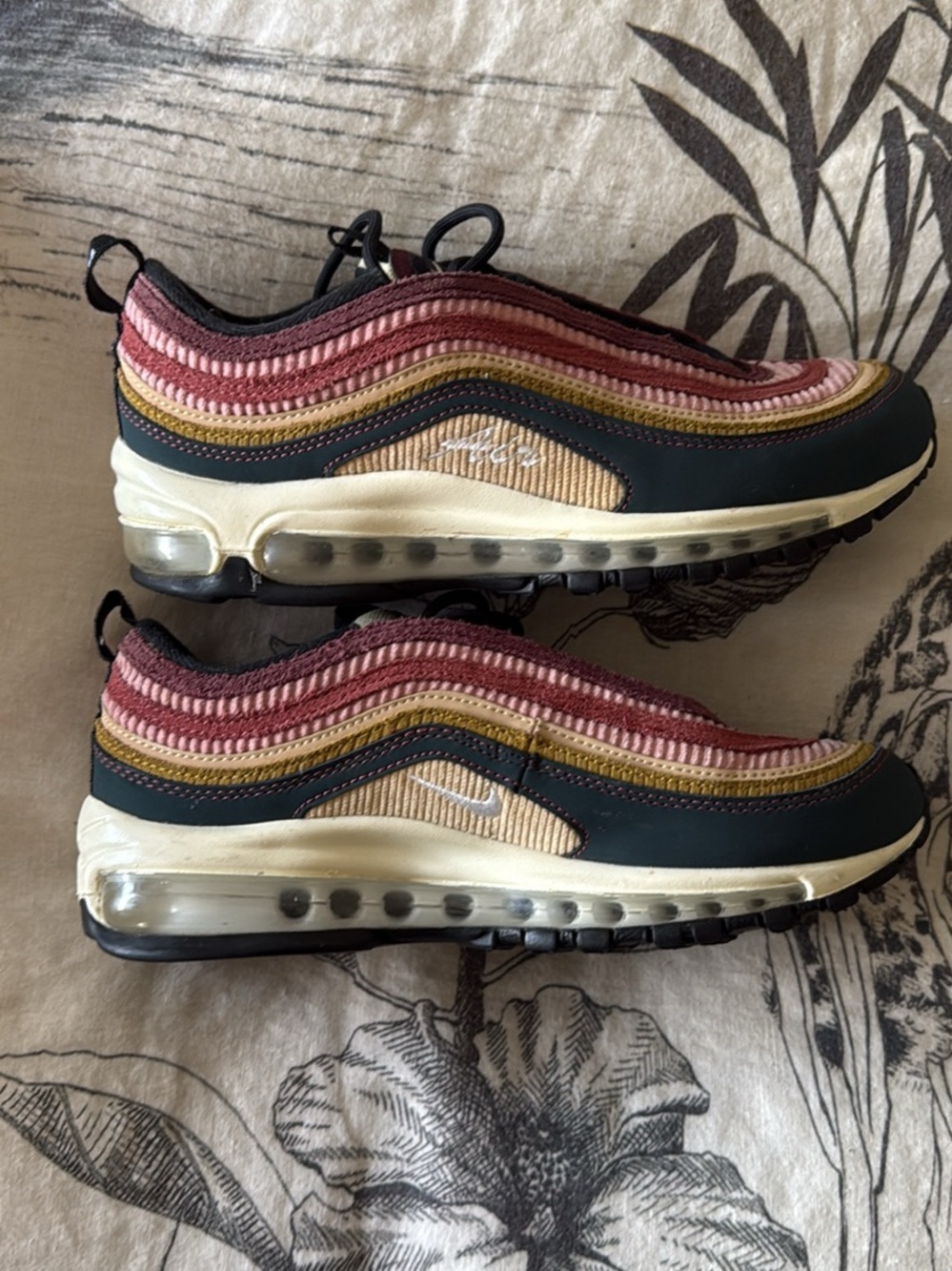 Nike Women’s Air Max 97 in Maroon, Pink, Gold & deep Teal